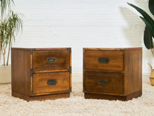 Load image into Gallery viewer, Pair of Vintage Formica Campaign Nightstands
