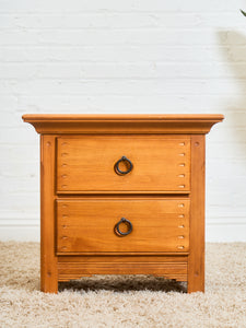 Pair of Western Style Solid Wood Nightstands with Ring Pulls