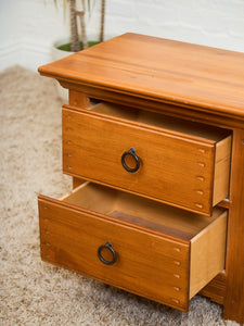 Pair of Western Style Solid Wood Nightstands with Ring Pulls