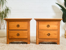 Load image into Gallery viewer, Pair of Western Style Solid Wood Nightstands with Ring Pulls
