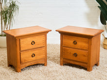 Load image into Gallery viewer, Pair of Western Style Solid Wood Nightstands with Ring Pulls
