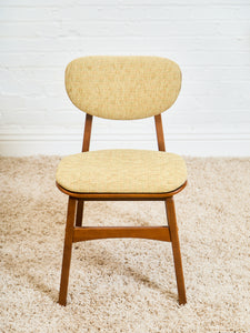 Set of 6 Mid-Century Modern Style Dining Chairs in Green Upholstery