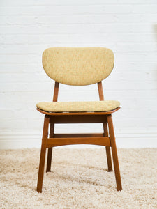 Set of 6 Mid-Century Modern Style Dining Chairs in Green Upholstery