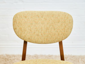 Set of 6 Mid-Century Modern Style Dining Chairs in Green Upholstery