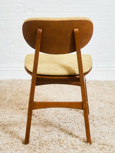 Set of 6 Mid-Century Modern Style Dining Chairs in Green Upholstery