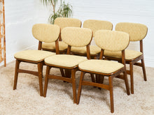 Load image into Gallery viewer, Set of 6 Mid-Century Modern Style Dining Chairs in Green Upholstery
