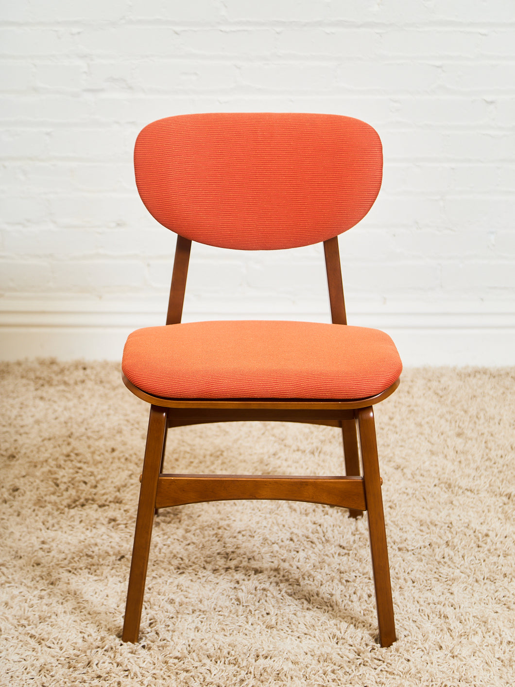 Mid-Century Modern Style Dining Chairs in Burnt Orange Upholstery