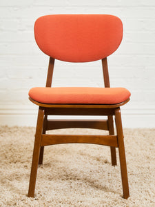 Set of 6 Mid-Century Modern Style Dining Chairs in Burnt Orange Upholstery