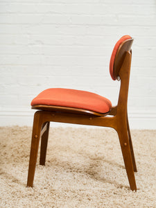 Set of 6 Mid-Century Modern Style Dining Chairs in Burnt Orange Upholstery