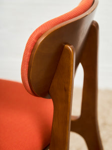 Set of 6 Mid-Century Modern Style Dining Chairs in Burnt Orange Upholstery
