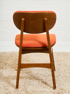 Set of 6 Mid-Century Modern Style Dining Chairs in Burnt Orange Upholstery