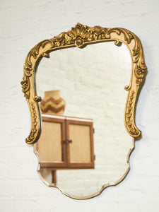 French Antique Half Frameless Ornate Mirror