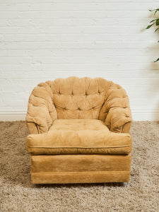 1970’s Brown Tufted Swivel Chair