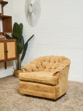 Load image into Gallery viewer, 1970’s Brown Tufted Swivel Chair
