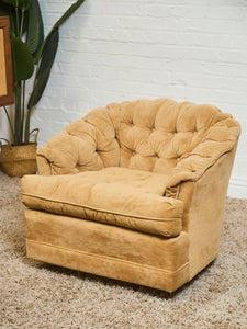 1970’s Brown Tufted Swivel Chair
