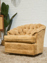 Load image into Gallery viewer, 1970’s Brown Tufted Swivel Chair
