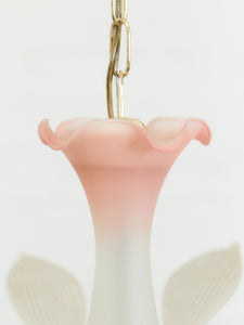 Post Modern Pink Flower Italian Murano Chandelier