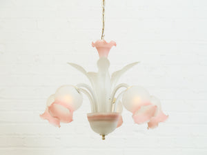 Post Modern Pink Flower Italian Murano Chandelier
