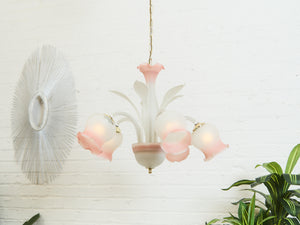 Post Modern Pink Flower Italian Murano Chandelier