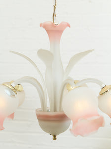 Post Modern Pink Flower Italian Murano Chandelier