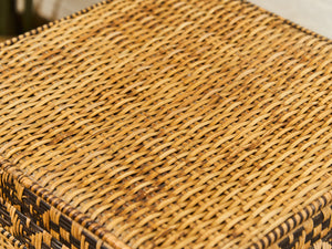 Vintage Woven Wicker Hamper with Handles