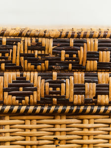 Vintage Woven Wicker Hamper with Handles