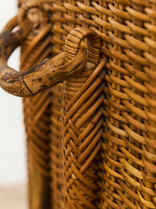 Vintage Woven Wicker Hamper with Handles