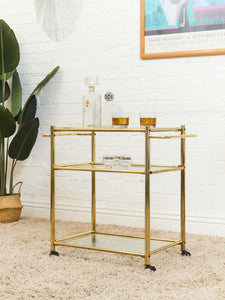 Gold Vintage Post Modern Bar Cart