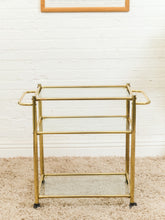 Load image into Gallery viewer, Gold Vintage Post Modern Bar Cart
