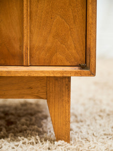 Blonde Pecan Mid-Century Modern Buffet with 3 drawers and Cabinet Storage