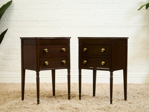 1920’s Federal Cabinet End Tables Nightstands with Clever Bar Storage