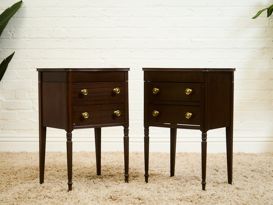 1920’s Federal Cabinet End Tables Nightstands with Clever Bar Storage