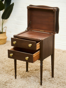 1920’s Federal Cabinet End Tables Nightstands with Clever Bar Storage