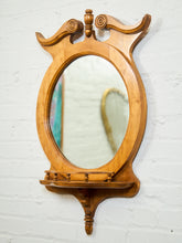Load image into Gallery viewer, Circa 1940 Edwardian Style Carved Maple Round Hall Mirror

