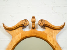 Load image into Gallery viewer, Circa 1940 Edwardian Style Carved Maple Round Hall Mirror
