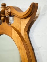 Load image into Gallery viewer, Circa 1940 Edwardian Style Carved Maple Round Hall Mirror
