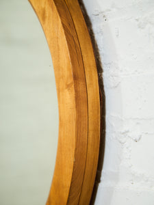 Circa 1940 Edwardian Style Carved Maple Round Hall Mirror