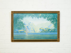c. 1925 Art Deco Large Robert Atkinson Fox Dawn Lithograph Gold Wood Frame
