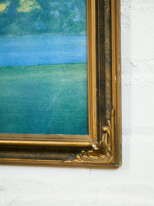 c. 1925 Art Deco Large Robert Atkinson Fox Dawn Lithograph Gold Wood Frame