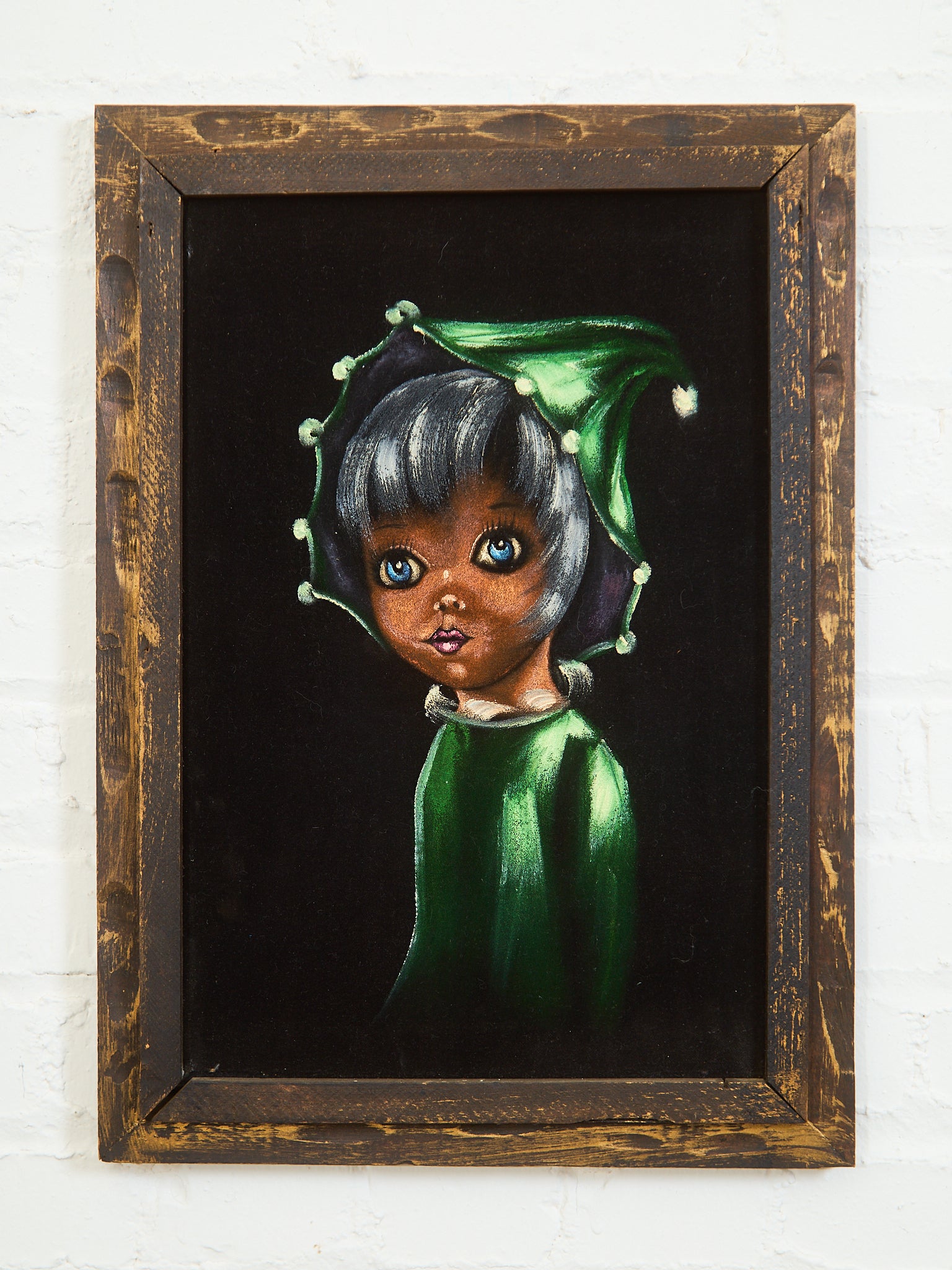 絵画 Velvet 1970's Black Velvet Jester Painting – Sunbeam Vintage