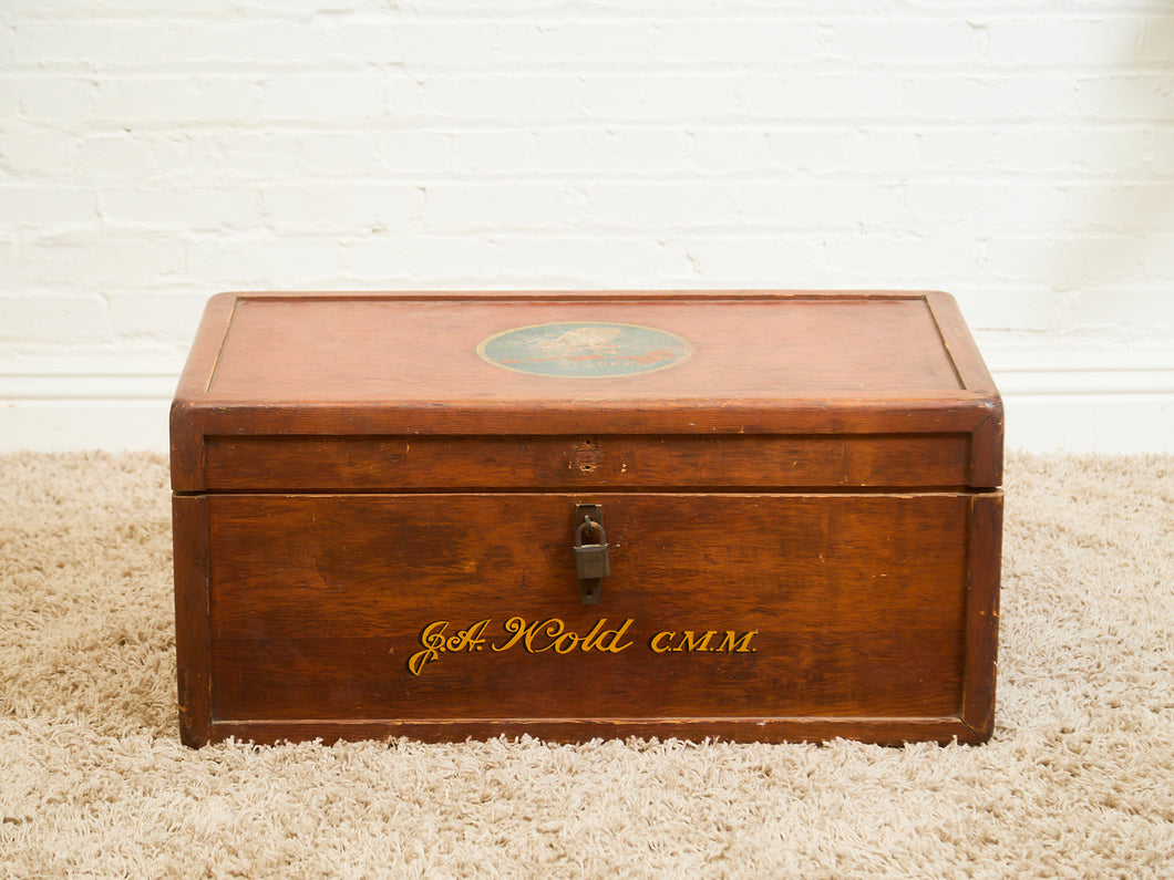 1910 Antique Solid Oak Tool Chest