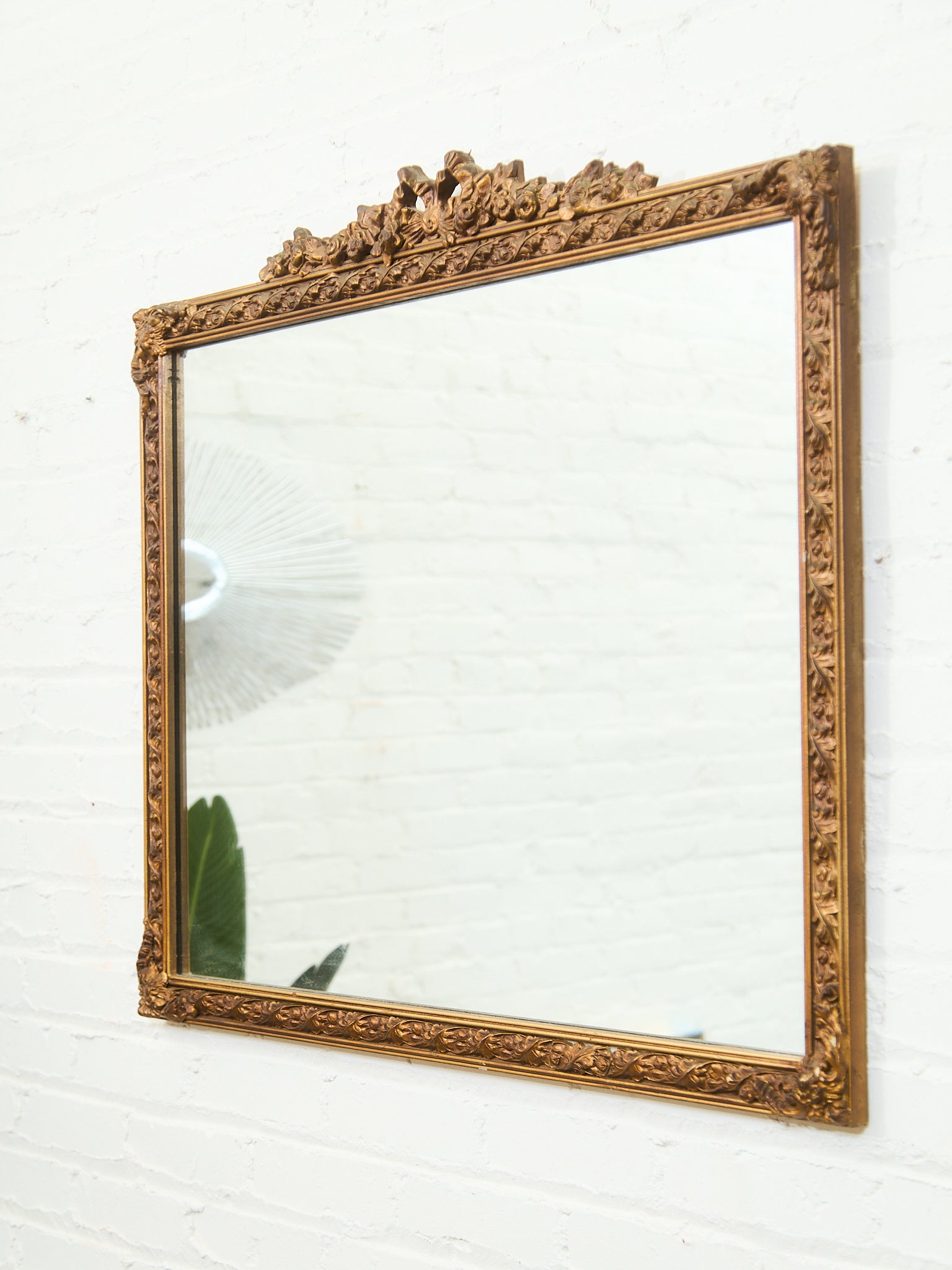 journalstandardFurniture OLD ELMMIRROR 鏡 Vintage French Provincial Gold Rectangle Ornate Wood Wall Mantle