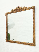 Load image into Gallery viewer, Vintage French Provincial Gold Rectangle Ornate Wood Wall Mantle Mirror
