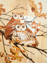 Load image into Gallery viewer, Mid Century Owls Oil Painting by Collins
