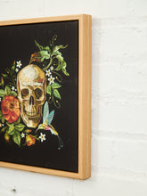Load image into Gallery viewer, Skull and Hummingbird Botanical Still Life on Black
