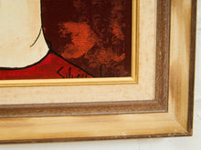 Load image into Gallery viewer, Mid-Century Modern Portrait Painting in Red and Walnut Frame
