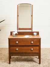 Load image into Gallery viewer, British Arts &amp; Crafts Oak Dressing Table with Mirror
