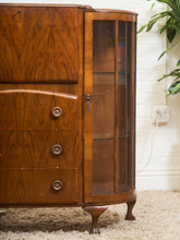 Load image into Gallery viewer, Art Deco Vintage Oak Secretary Bar Bookcase
