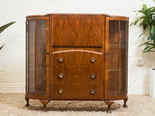 Load image into Gallery viewer, Art Deco Vintage Oak Secretary Bar Bookcase
