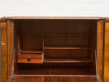 Load image into Gallery viewer, Art Deco Vintage Oak Secretary Bar Bookcase
